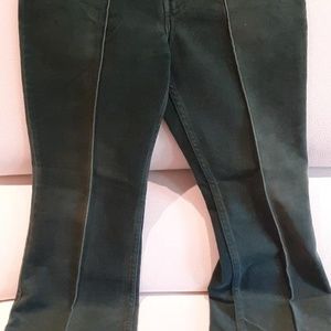 70's Vintage Dark Green Velour Jeans/Bell Bottoms